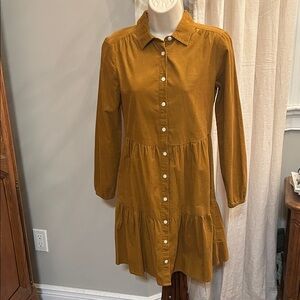 J. Crew Long Sleeve Tiered Corduroy Dress